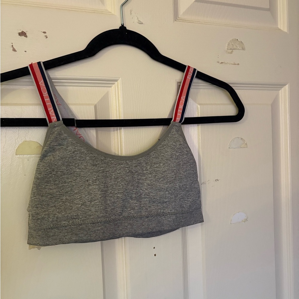 Nautica Gray Sports Bra with Red and White Straps
